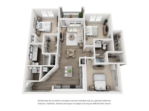 Floor plan for 3 beds, 2 baths, 1432 sqft